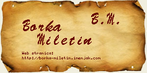 Borka Miletin vizit kartica
